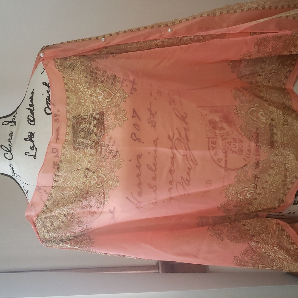 Liang Dian Peach/Gold  Scarf  NWT